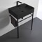 Matte Black Ceramic Console Sink and Matte Black Stand, 24